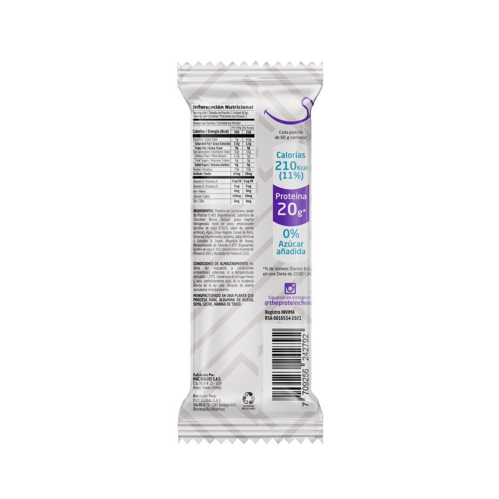 Barra de Proteina The Protein Choice x 12 un coookies and cream